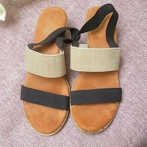 Franco Sarto Canvas/Elastic Strap Sandals Sz 9
